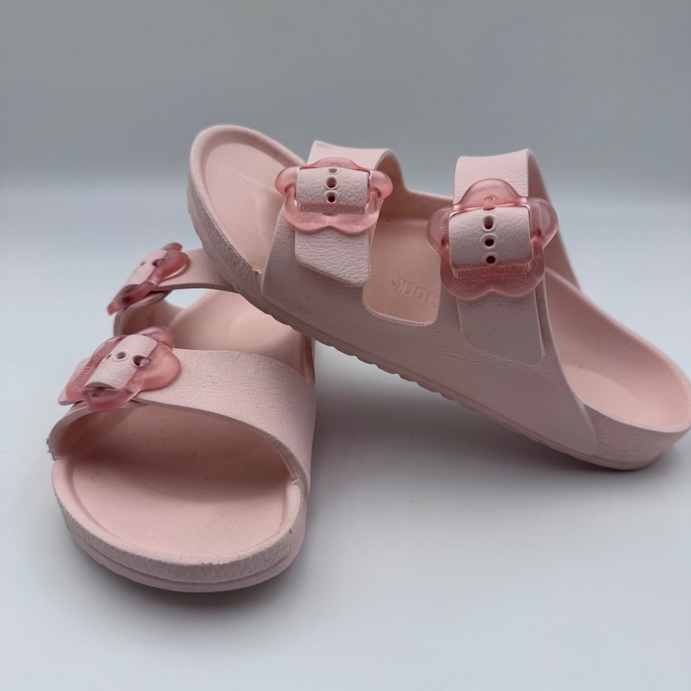 Birkenstock Kids Arizona EVA Sandals Pink Heart Buckle Slides Size 34 EU 3 US